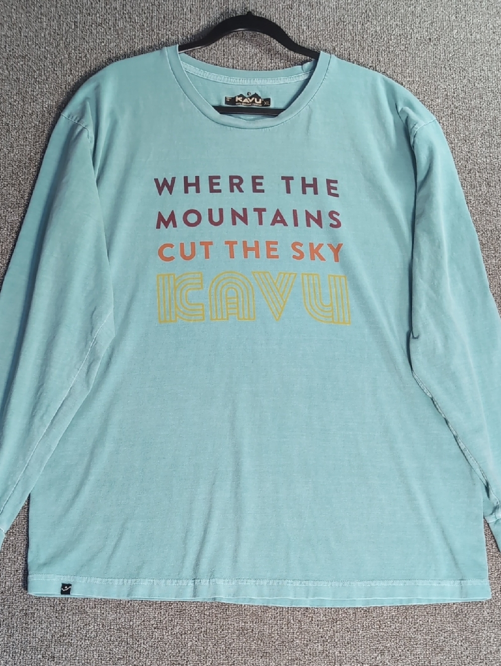 Kavu Long Sleeve Organic Cotton Garment Dyed Short Size XL in Teal